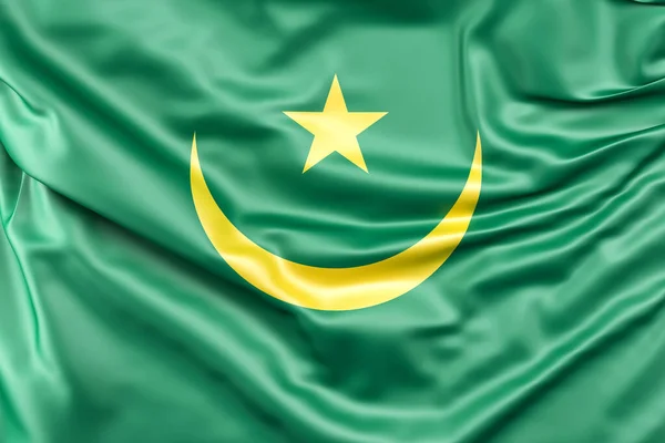 Ruffled Flag Mauritania Rendering — Stock Photo, Image