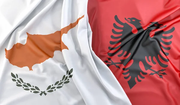 Разорванные Флаги Кипра Албании Рендеринг — стоковое фото