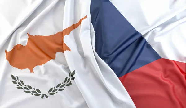 キプロスとチェコ共和国の国旗 3Dレンダリング — ストック写真