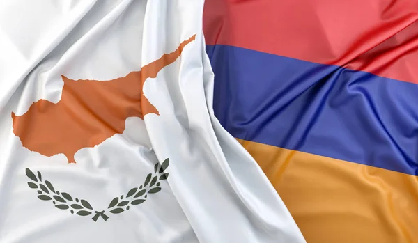 Разорванные Флаги Кипра Армении Рендеринг — стоковое фото