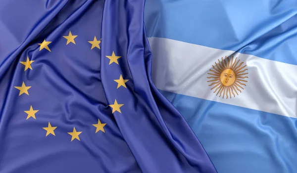 Flaggen Der Europäischen Union Und Argentiniens Rendering — Stockfoto