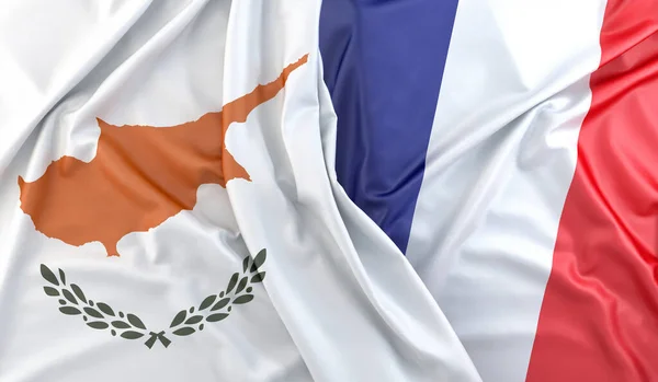 キプロスとフランスの国旗 3Dレンダリング — ストック写真