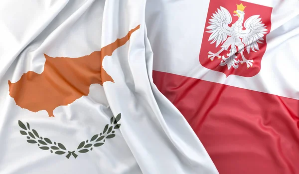 キプロスとポーランドの国旗 武器のコート付き 3Dレンダリング — ストック写真