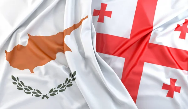 キプロスとジョージアの国旗 3Dレンダリング — ストック写真