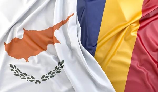 Fläckiga Flaggor Från Cypern Och Rumänien Återgivning — Stockfoto