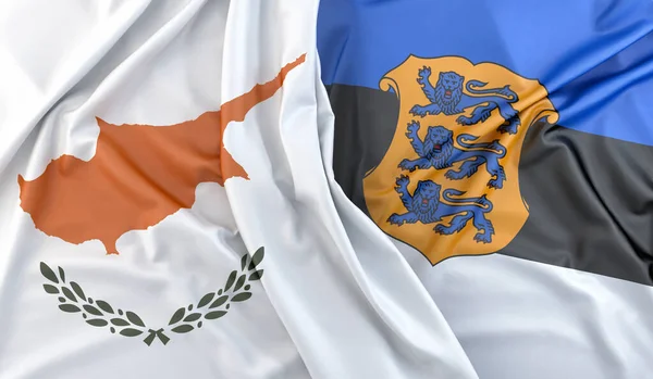 キプロスとエストニアの国旗 武器のコート付き 3Dレンダリング — ストック写真
