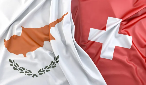 Banderas Onduladas Chipre Suiza Renderizado —  Fotos de Stock
