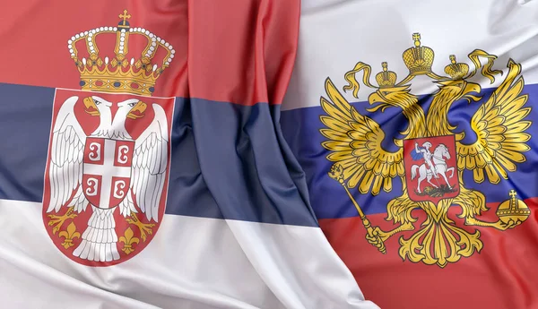 セルビアとロシアの国旗 3Dレンダリング — ストック写真
