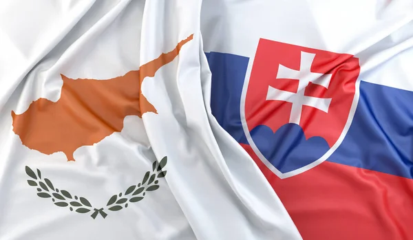 キプロスとスロバキアの国旗 3Dレンダリング — ストック写真