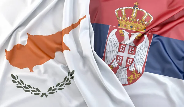 キプロスとセルビアの国旗 3Dレンダリング — ストック写真