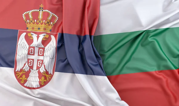 セルビアとブルガリアの国旗 3Dレンダリング — ストック写真