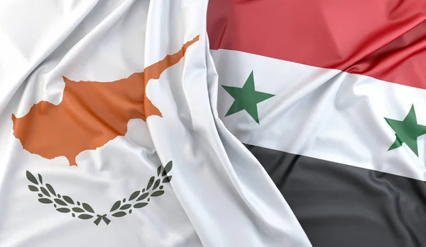 Drapeaux Froissés Chypre Syrie Rendu — Photo