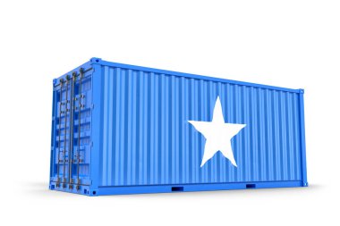 Kargo konteynırı, Somali Bayrağı ile desenli. İzole edilmiş. 3B Hazırlama