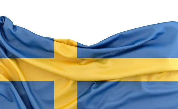 Bandera Suecia Aislada Sobre Fondo Blanco Con Espacio Copia Arriba —  Fotos de Stock