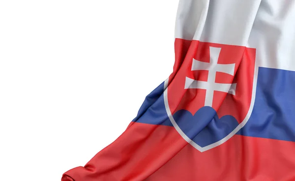スロバキアの国旗 白い背景の上に 左側に空白のスペースがあります 孤立した 3Dレンダリング — ストック写真