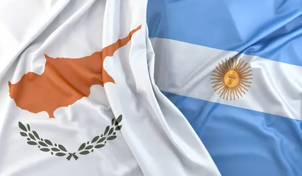 Gekräuselte Flaggen Zyperns Und Argentiniens Rendering — Stockfoto