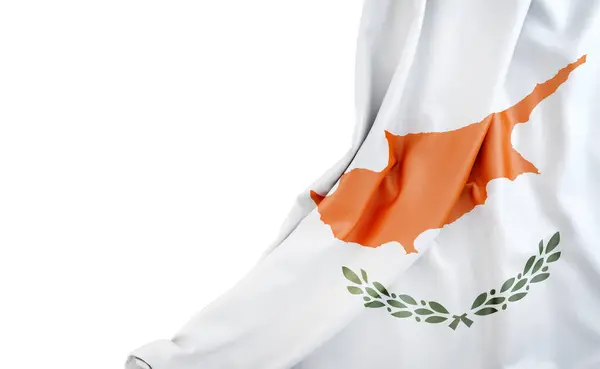 Флаг Кипра Пустым Пространством Слева Изолирована Рендеринг — стоковое фото