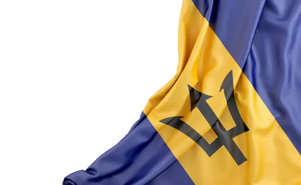 Flagga Barbados Med Tomt Utrymme Till Vänster Isolerad Återgivning — Stockfoto