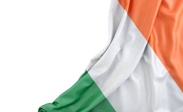 Bandiera Della Repubblica Irlanda Con Spazio Vuoto Sinistra Isolato Rendering — Foto Stock