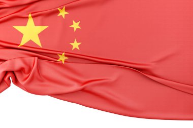 Altında kopya alanı olan izole edilmiş Çin Bayrağı. 3B Hazırlama