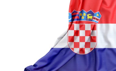 Solunda boş alan olan Hırvatistan bayrağı. İzole edilmiş. 3B Hazırlama