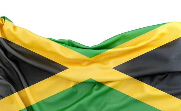 上のコピースペースで白い背景に隔離されたジャマイカの旗 3Dレンダリング — ストック写真