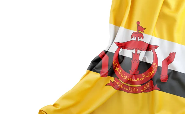 Флаг Брунея Пустым Пространством Слева Изолирована Рендеринг — стоковое фото