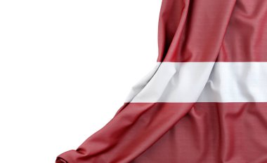 Solunda boş alan olan Letonya bayrağı. İzole edilmiş. 3B Hazırlama