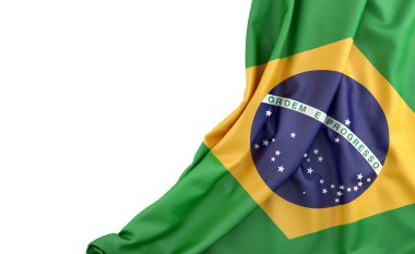 Flag of Brazil with empty space on the left. Isolated. 3D Rendering clipart