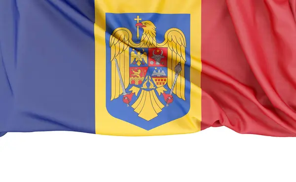 Flagga Moldavien Isolerad Vit Bakgrund Med Kopia Utrymme Nedan Rendering — Stockfoto