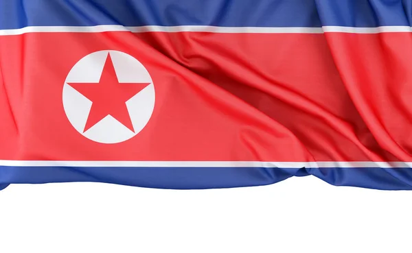 Bandera Corea Del Norte Aislada Sobre Fondo Blanco Con Espacio —  Fotos de Stock