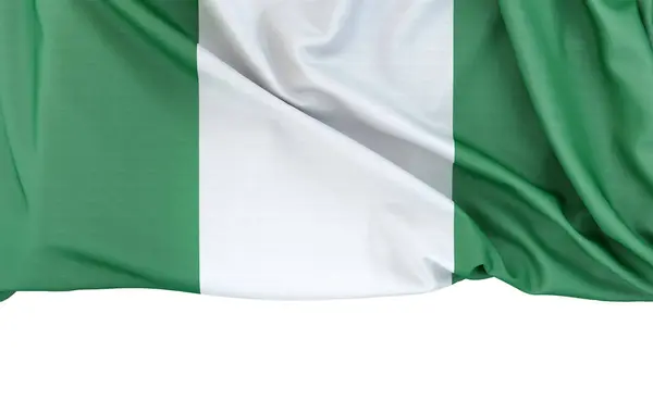 Vlag Van Nigeria Geïsoleerd Witte Achtergrond Met Kopieerruimte Hieronder Weergave — Stockfoto