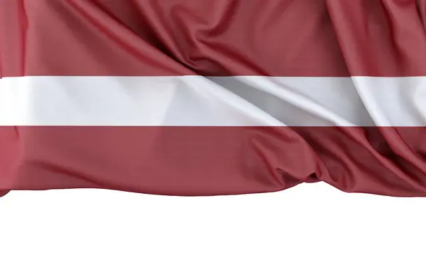 ラトビアの国旗は 下のコピースペースで白い背景に単離されました 3Dレンダリング — ストック写真