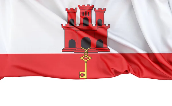 Gibraltarská Vlajka Izolovaná Bílém Pozadí Kopírovacím Prostorem Dole Vykreslování — Stock fotografie