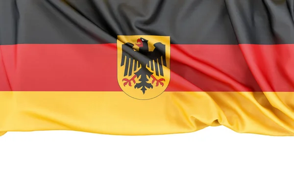 Flaga Niemiec Herbem Odizolowana Białym Tle Kopią Poniżej Renderowanie — Zdjęcie stockowe