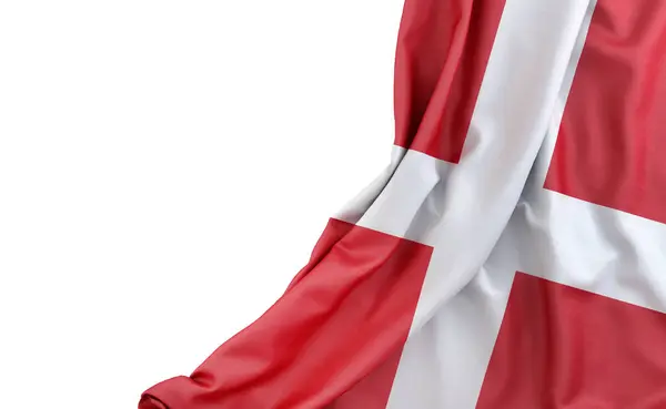 Bandera Dinamarca Con Espacio Vacío Izquierda Aislado Renderizado —  Fotos de Stock