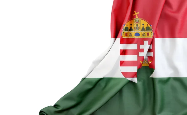 Magyarország Zászlója Címerrel Bal Oldalon Üres Hellyel Elszigetelve Renderelés — Stock Fotó