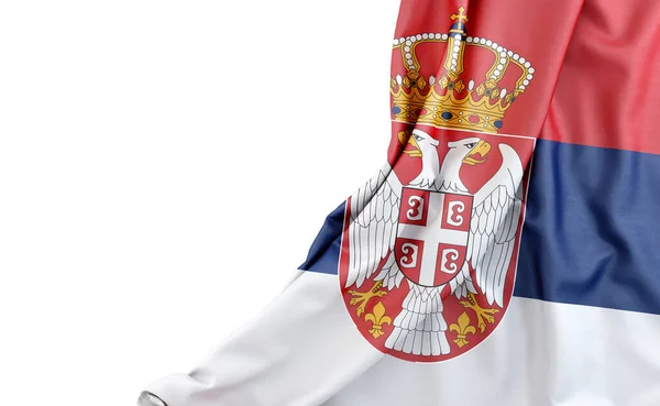 セルビアの国旗は左側に空き地がある 孤立した 3Dレンダリング — ストック写真