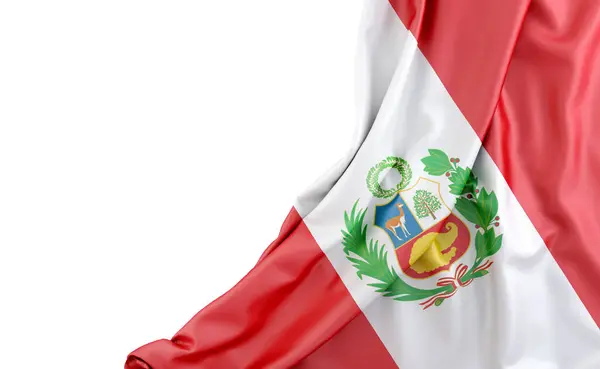 Perus Flagga Med Tomt Utrymme Till Vänster Isolerad Återgivning — Stockfoto