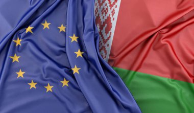 Avrupa Birliği ve Beyaz Rusya Bayrakları. 3B Hazırlama