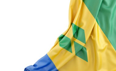 Flag of Saint Vincent and the Grenadines with empty space on the left. Isolated. 3D Rendering clipart