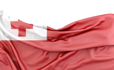 Flag of Tonga isolated on white background with copy space above. 3D rendering clipart