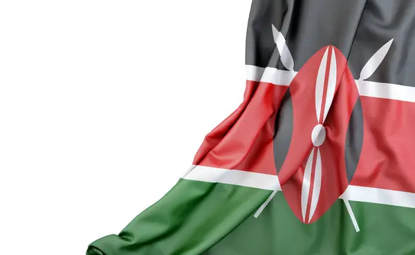 Флаг Кении Пустым Пространством Слева Изолирована Рендеринг — стоковое фото