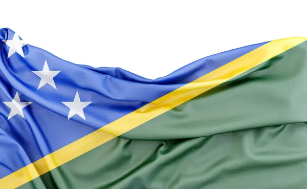 Флаг Соломоновых Островов Изолирован Белом Фоне Копировальным Пространством Сверху Рендеринг — стоковое фото