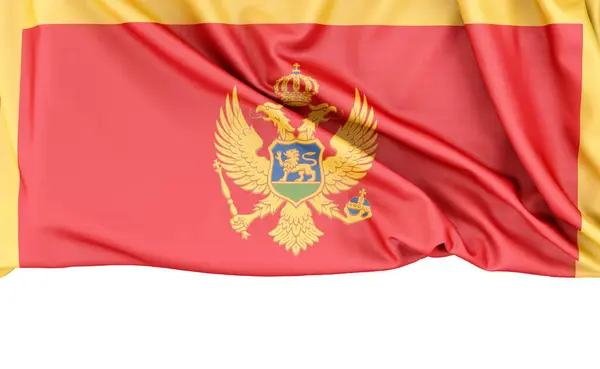 黑山国旗在白色背景上隔离 下面有复制空间 3D渲染 图库图片