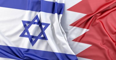 İsrail ve Bahreyn bayrakları. 3B Hazırlama