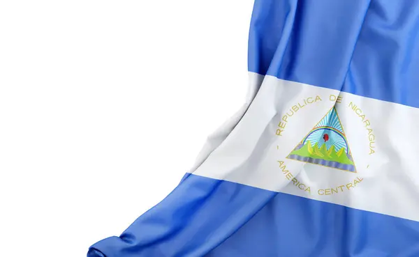 Bandeira Nicarágua Com Espaço Vazio Esquerda Isolado Renderização Imagens De Bancos De Imagens