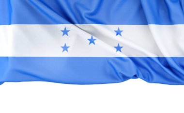 Honduras bayrağı beyaz arkaplanda izole edilmiş ve altında kopyalama alanı var. 3B görüntüleme