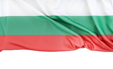Bulgaristan bayrağı, altında fotokopi alanı bulunan beyaz bir arkaplanda izole edildi. 3B görüntüleme