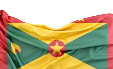 Grenada bayrağı beyaz arkaplanda izole edilmiş ve fotokopi alanı yukarıda. 3B görüntüleme